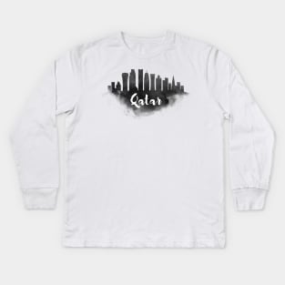 Qatar watercolor Kids Long Sleeve T-Shirt